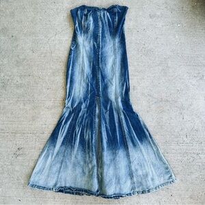 AKIRA Long Sexy Strapless Stone Washed Mermaid Denim Dress w/ Front Slit 0/XS